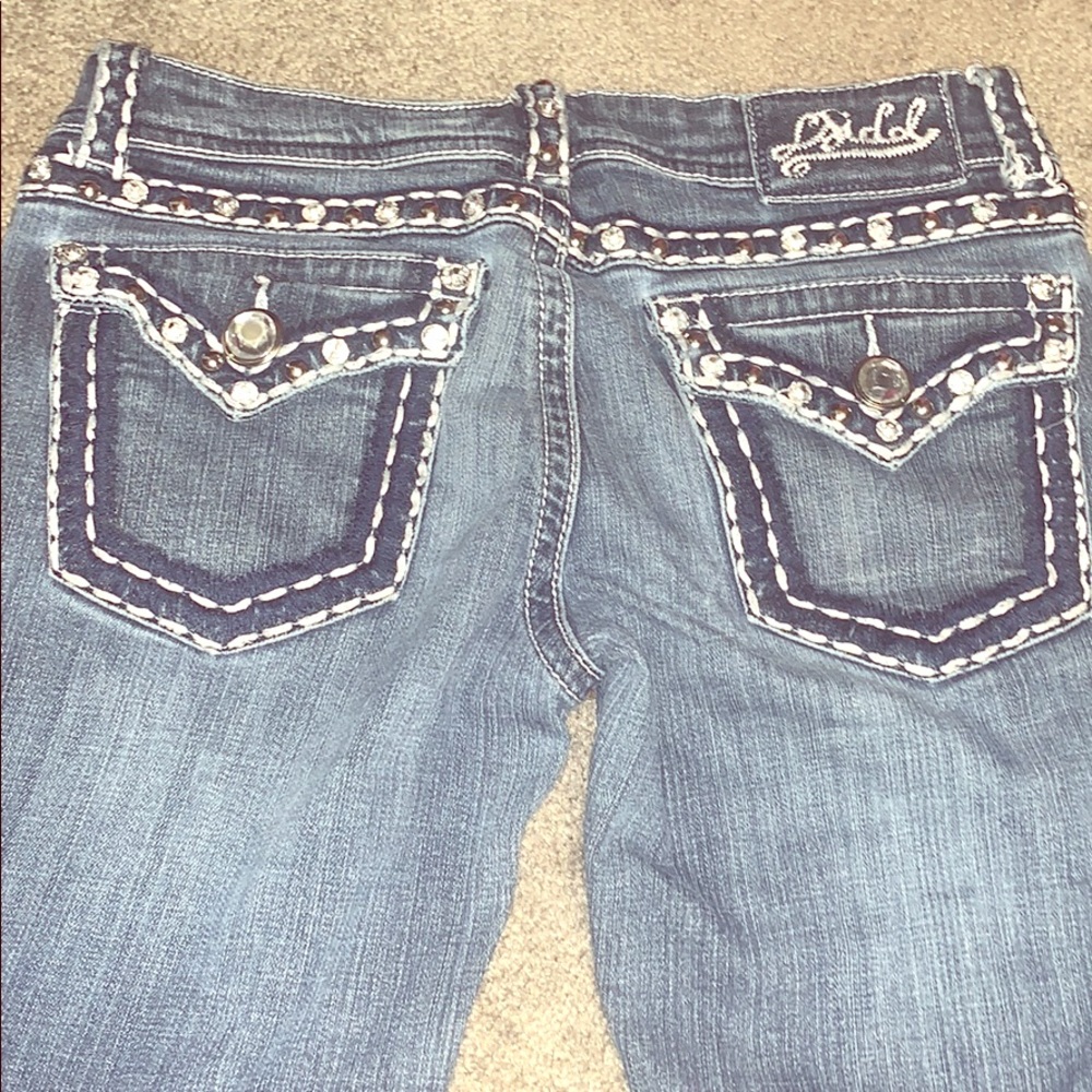 La idol size 5 blue jeans bling pockets bootcut